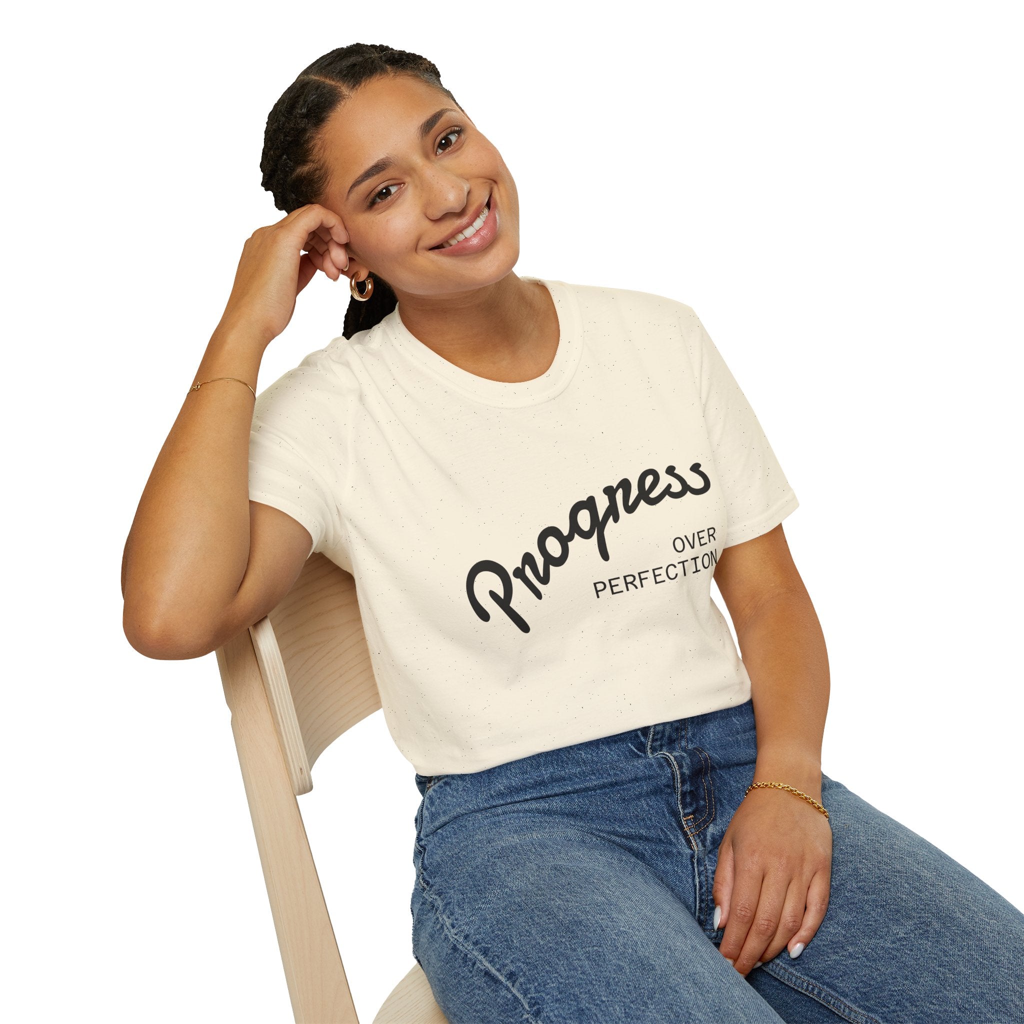 Progress Over Perfection T-Shirt Light — Motivational Graphic Tee