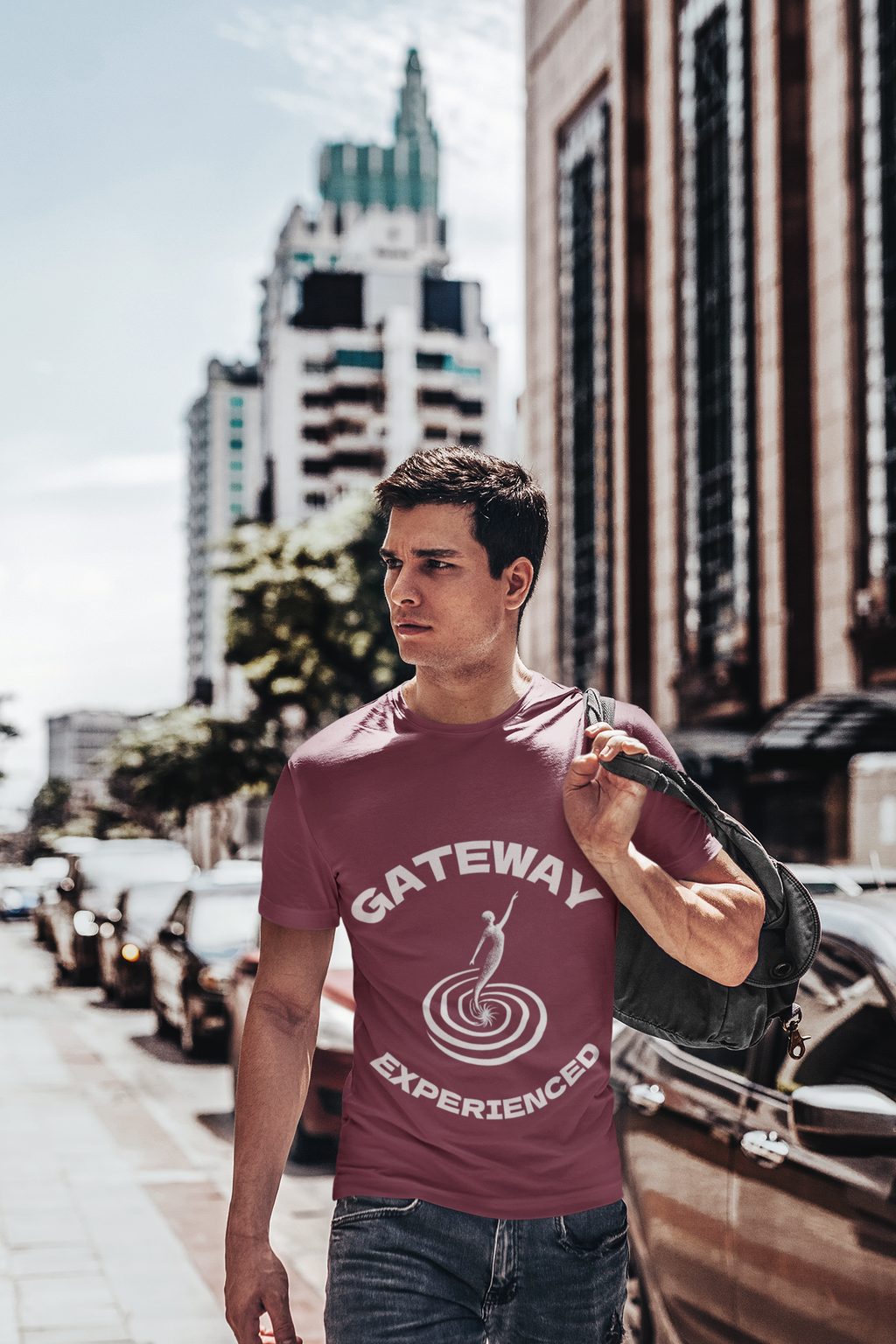 Gateway Experienced T-Shirt Dark — Retro Spiral Rider Graphic Tee