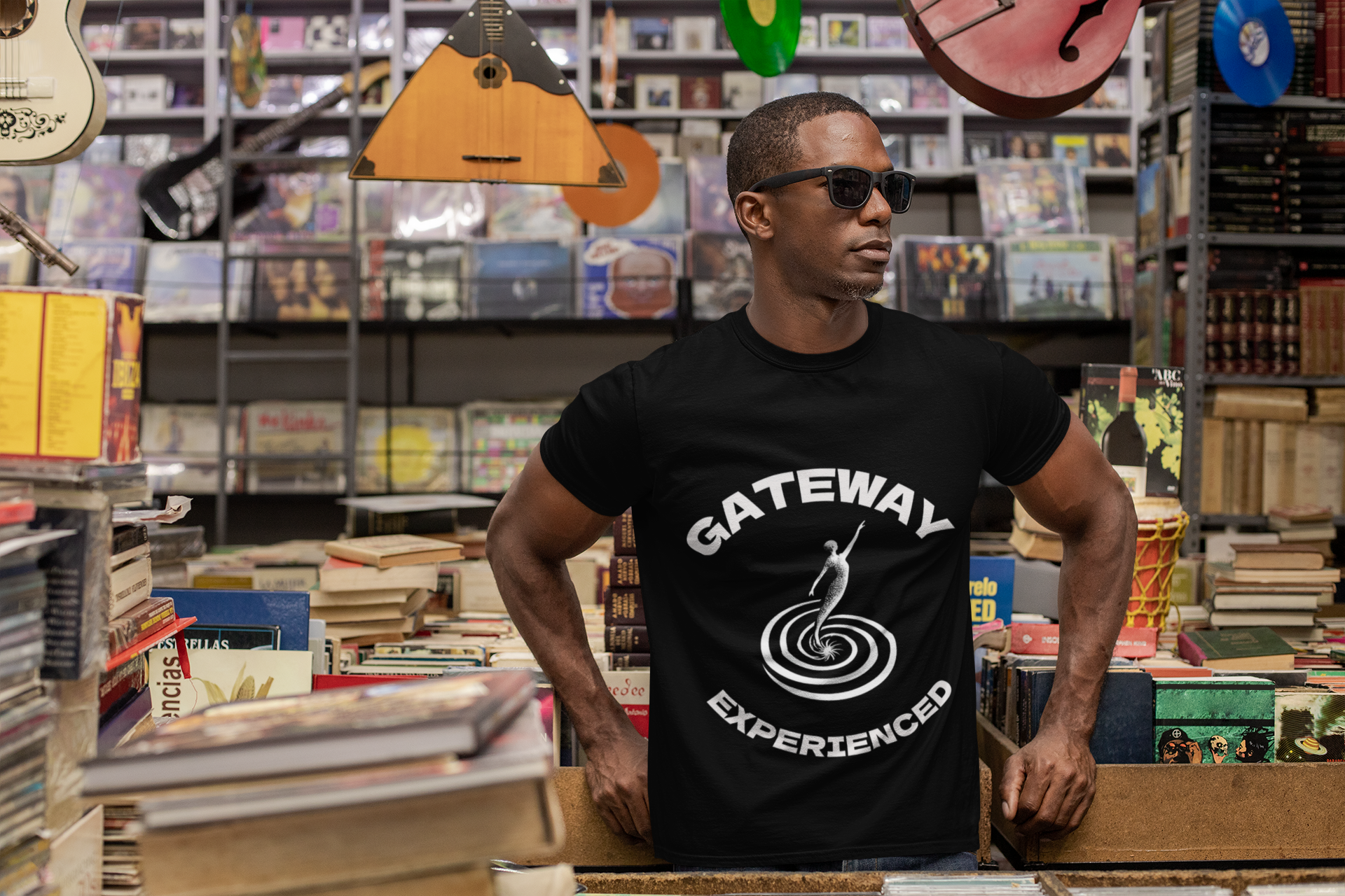 Gateway Experienced T-Shirt Dark — Retro Spiral Rider Graphic Tee